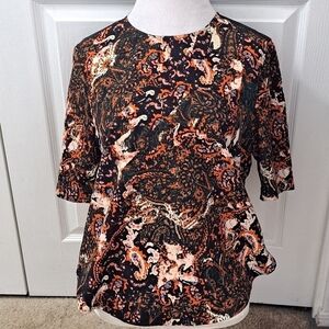 Wayf Floral & Paisley Side Slit Blouse  Size M
